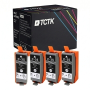 TCTK Inktcartridges C-35BK 4-pack Zwart compatibel met Canon PIXMA iP100 iP100B iP110, voor PIXMA TR150 with battery