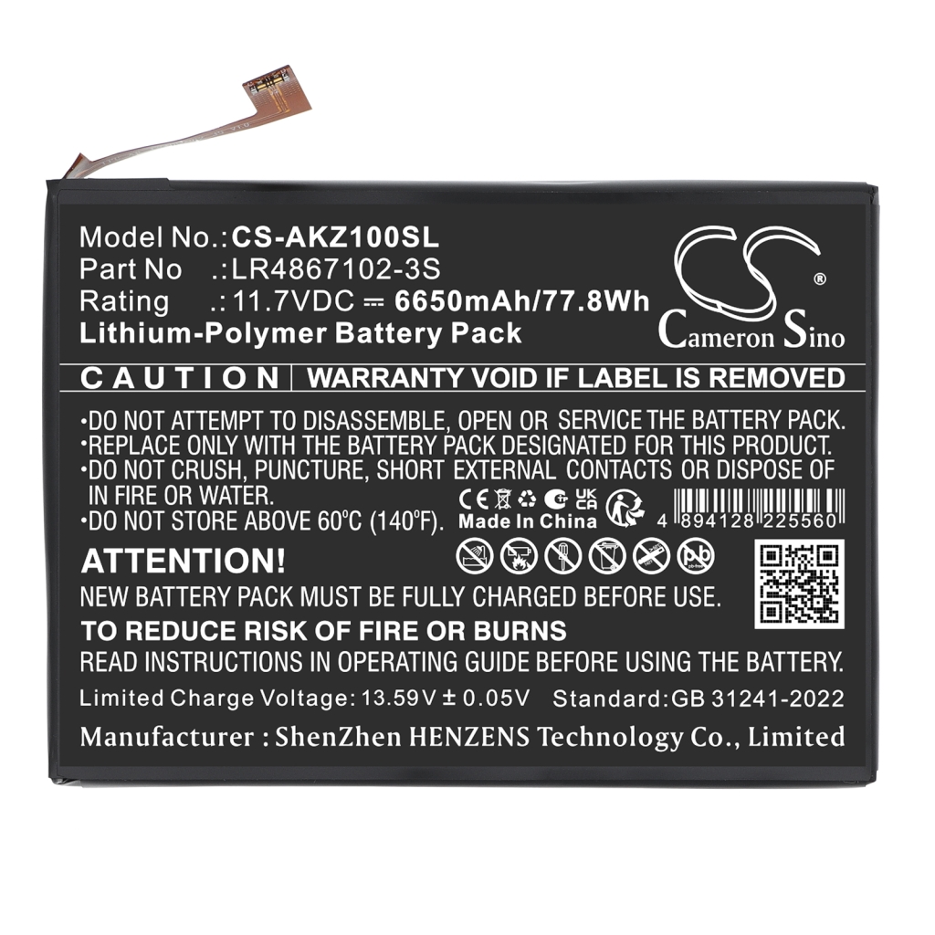 Batterij compatibel met Aokzoe CS-AKZ100SL