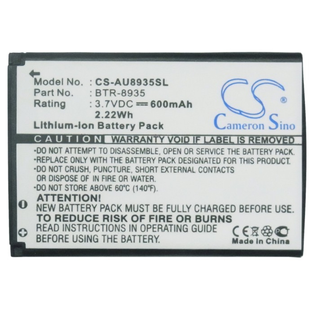 CS-AU8935SL accu volledige etiketzijde 3,7V 600mAh 2,22Wh Cameron Sino