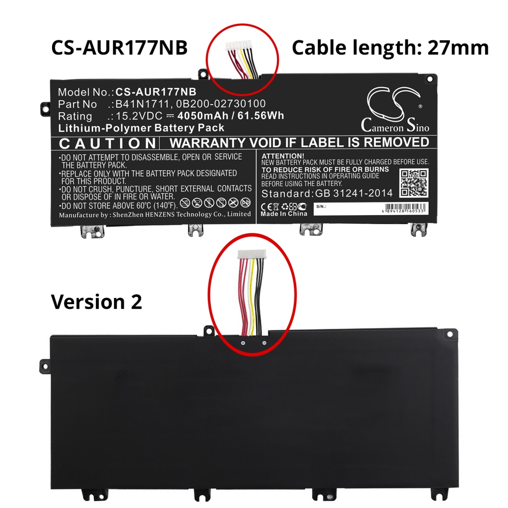 Batterij Vervangt B41N1711