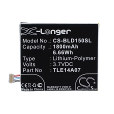 Compatibele batterijvervanging voor BLU CA385863HV,P104-J430,P104INTRNL,TLE14A07