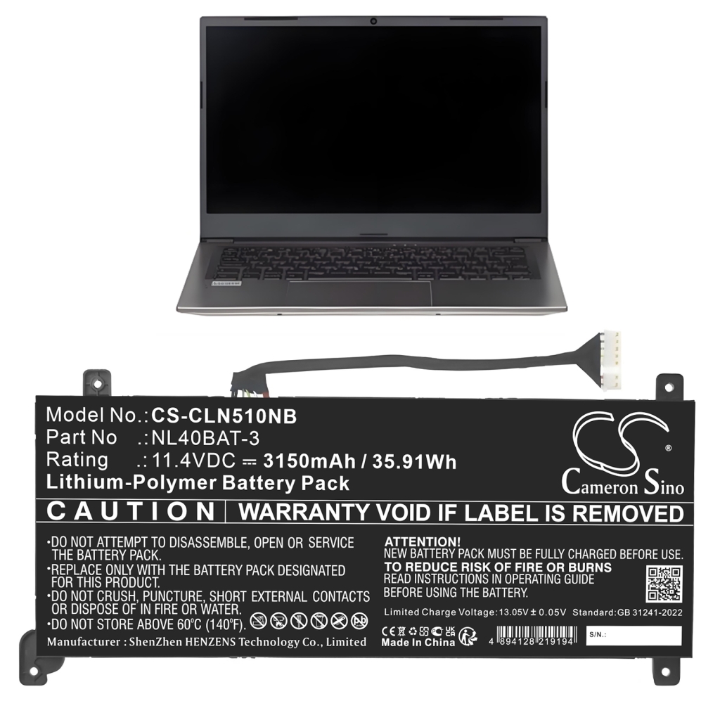 Batterie pour ordinateur portable CLEVO CS-CLN510NB