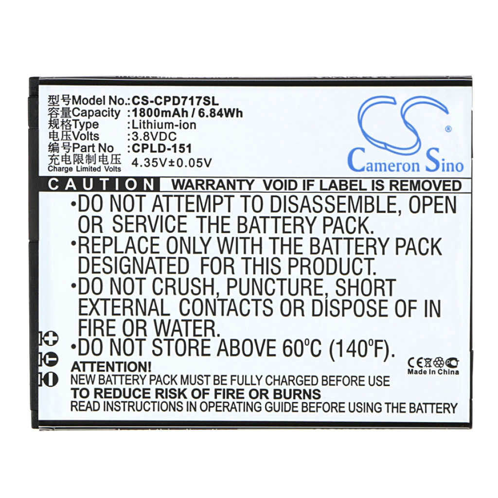 Cameron Sino CS-CPD717SL voorlabel 1800mAh 6,84Wh 3,8V Ladespannung 4,35V