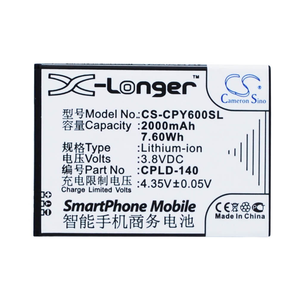 Cameron Sino CS-CPY600SL battery label flat, 2000mAh 3.8V CPLD-140