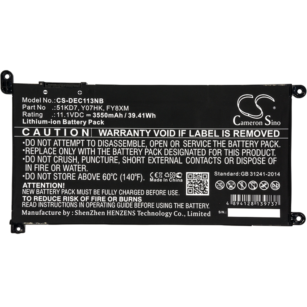 Batterij Vervangt Y07HK