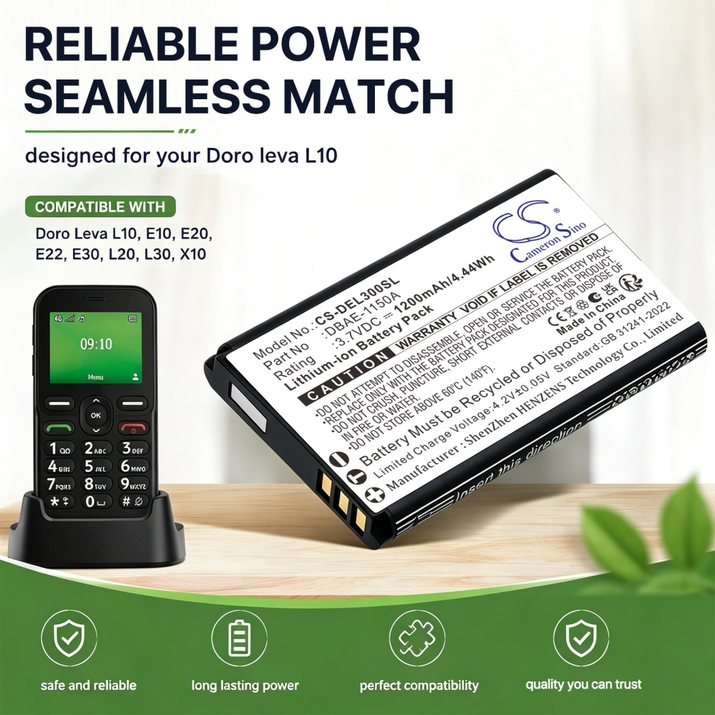 Batterijen compatibel met Doro Leva E10 E20 E22 CS-DEL300SL