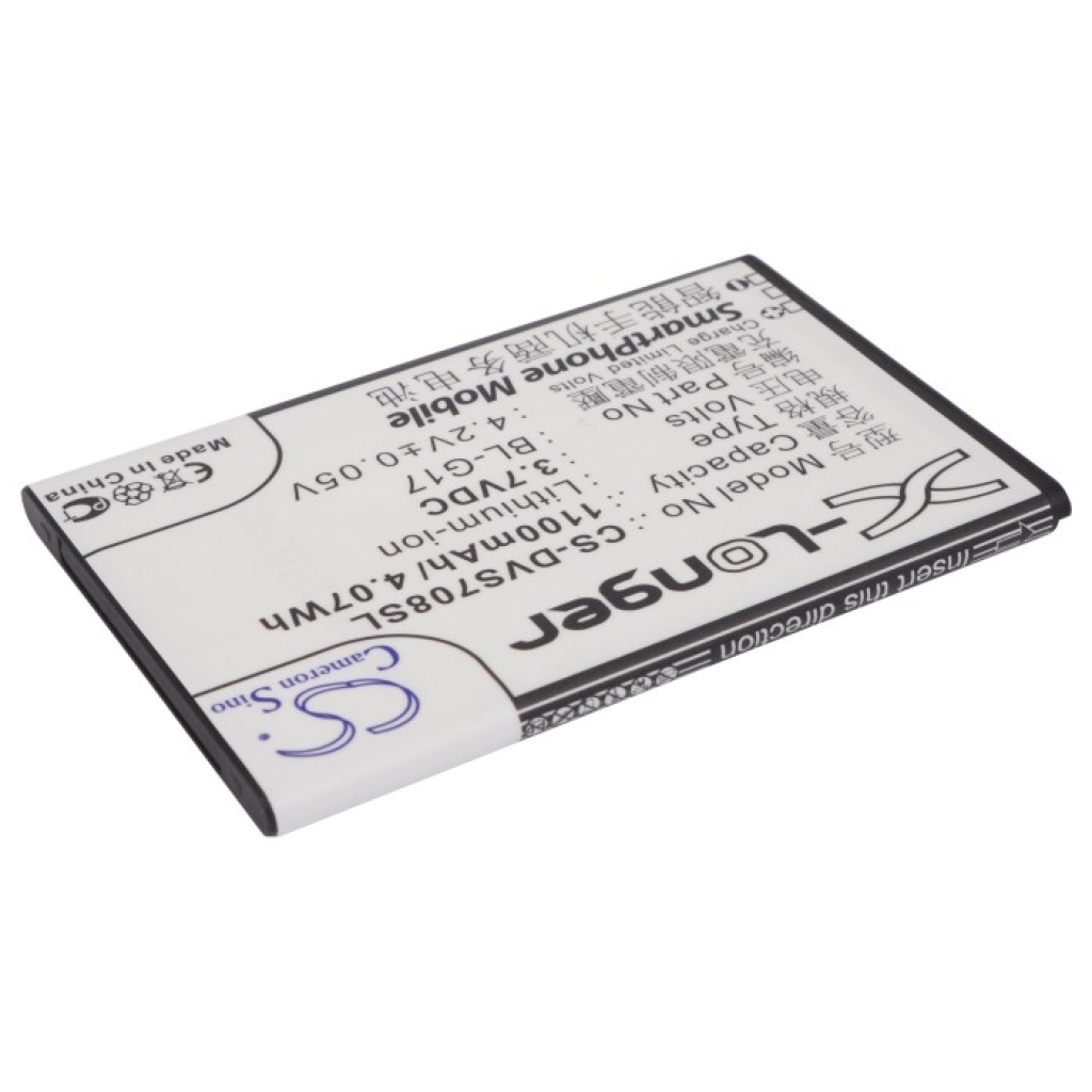 Cameron Sino X-Longer CS-DVS708SL achterlabelweergave: 3,7V 1100mAh Li-ion