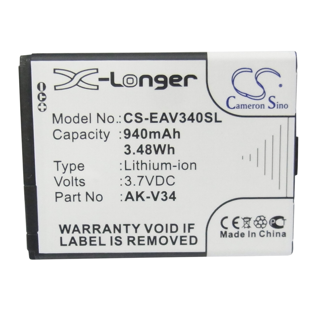Cameron Sino X-Longer CS-EAV340SL voorlabelweergave: 940mAh 3,7V Li-ion, X-Longer en Cameron Sino