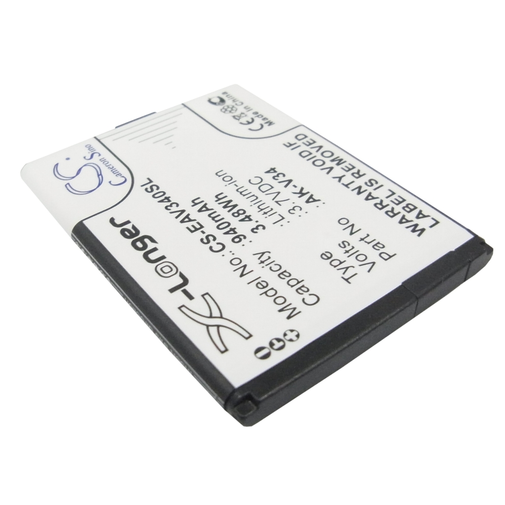 Cameron Sino CS-EAV340SL schuine achteraanzicht, gedraaid label en polariteitsmarkeringen zichtbaar