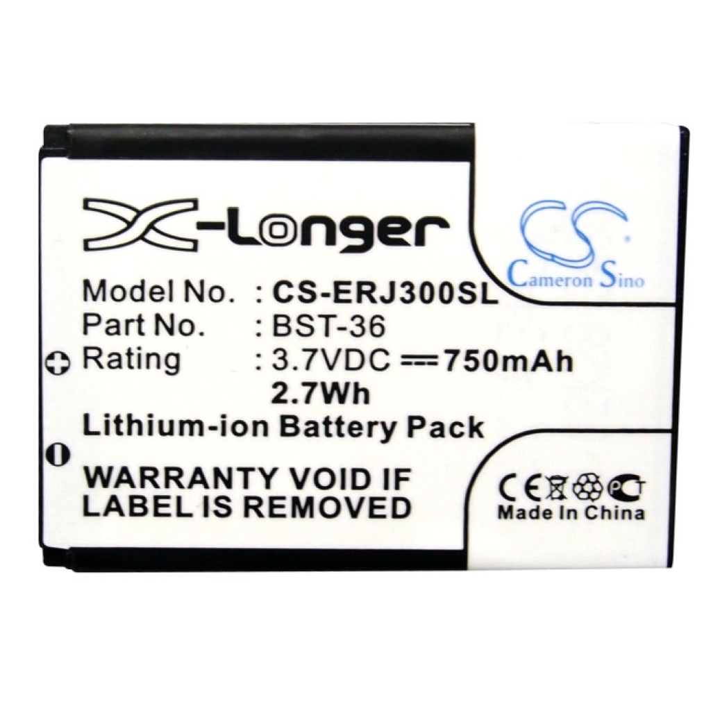 Batterij compatibel met Sony Ericsson CS-ERJ300SL