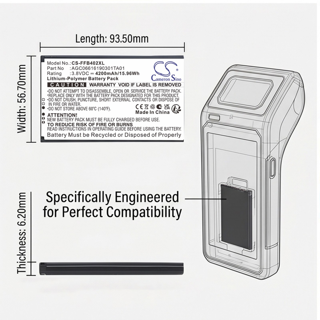 Batterie compatible avec Famoco CS-FFB402XL