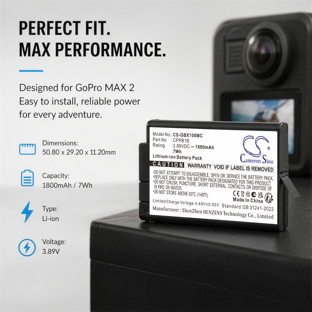 Batterij compatibel met GoPro CS-GBX100MC