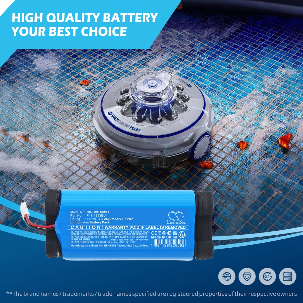 Batterijen voor stofzuigers Gre electric CS-GVC100VX