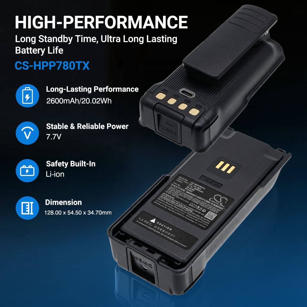 Batterij compatibel met Hytera CS-HPP780TX