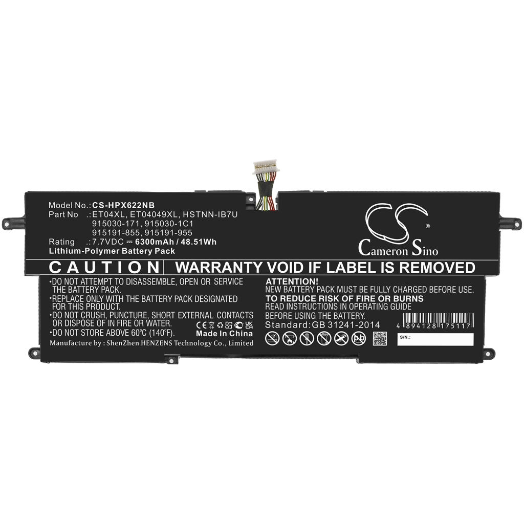 Batterij Vervangt ET04XL