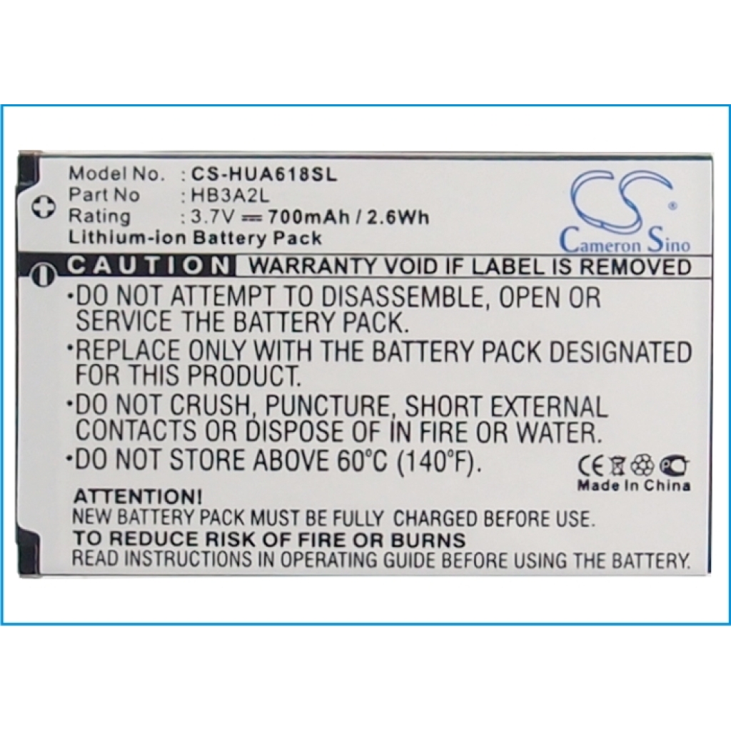 Remplacement de batterie compatible pour Huawei HB3A2L