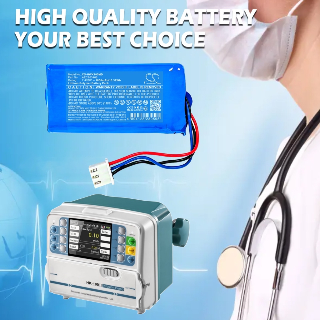 Batterij compatibel met Hawkmed CS-HWK100MD
