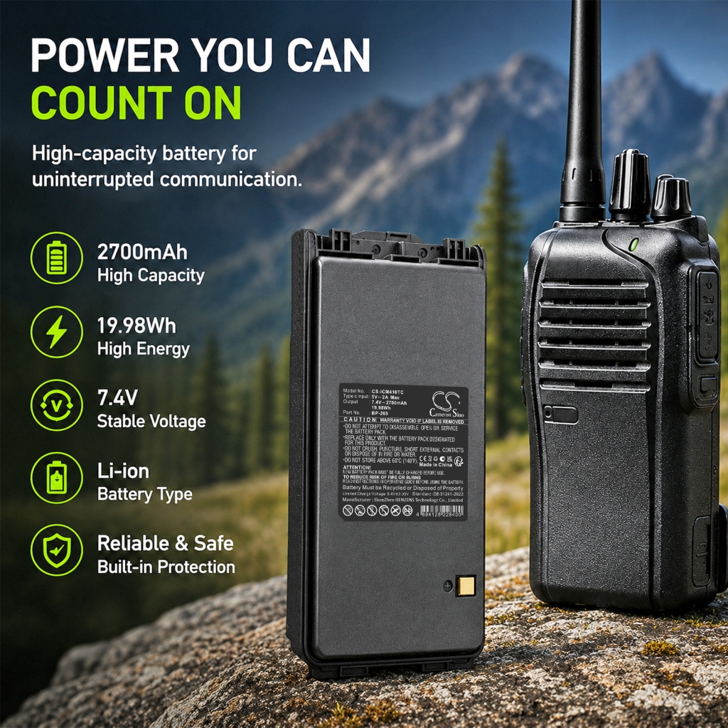 Batterij compatibel met Icom CS-ICM410TC