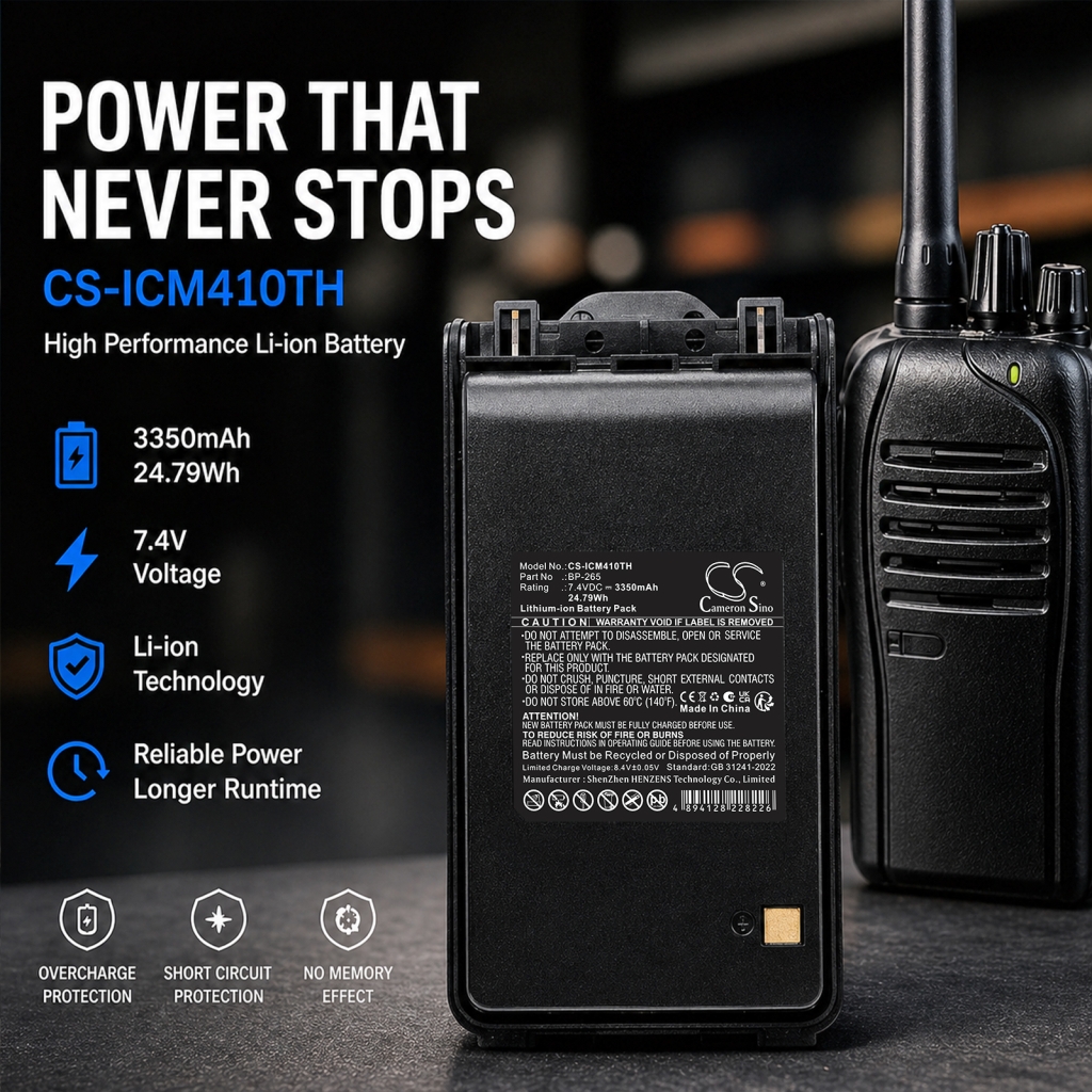 Batterij compatibel met Icom CS-ICM410TH