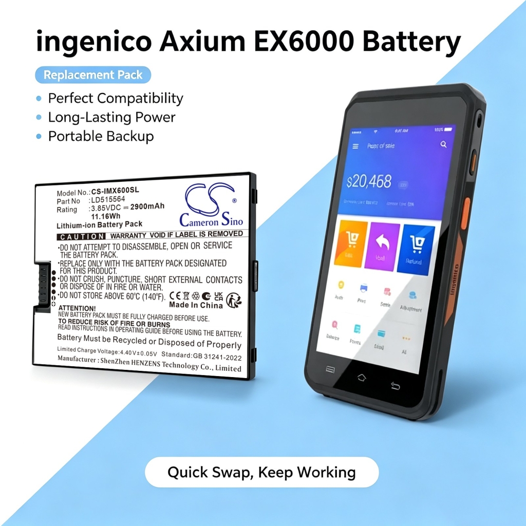 Batterij compatibel met Ingenico CS-IMX600SL