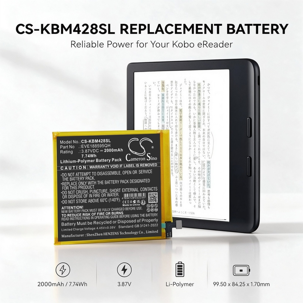 Batterijen compatibel met Kobo Libra Colour Colour 7-inch color e-reader CS-KBM428SL