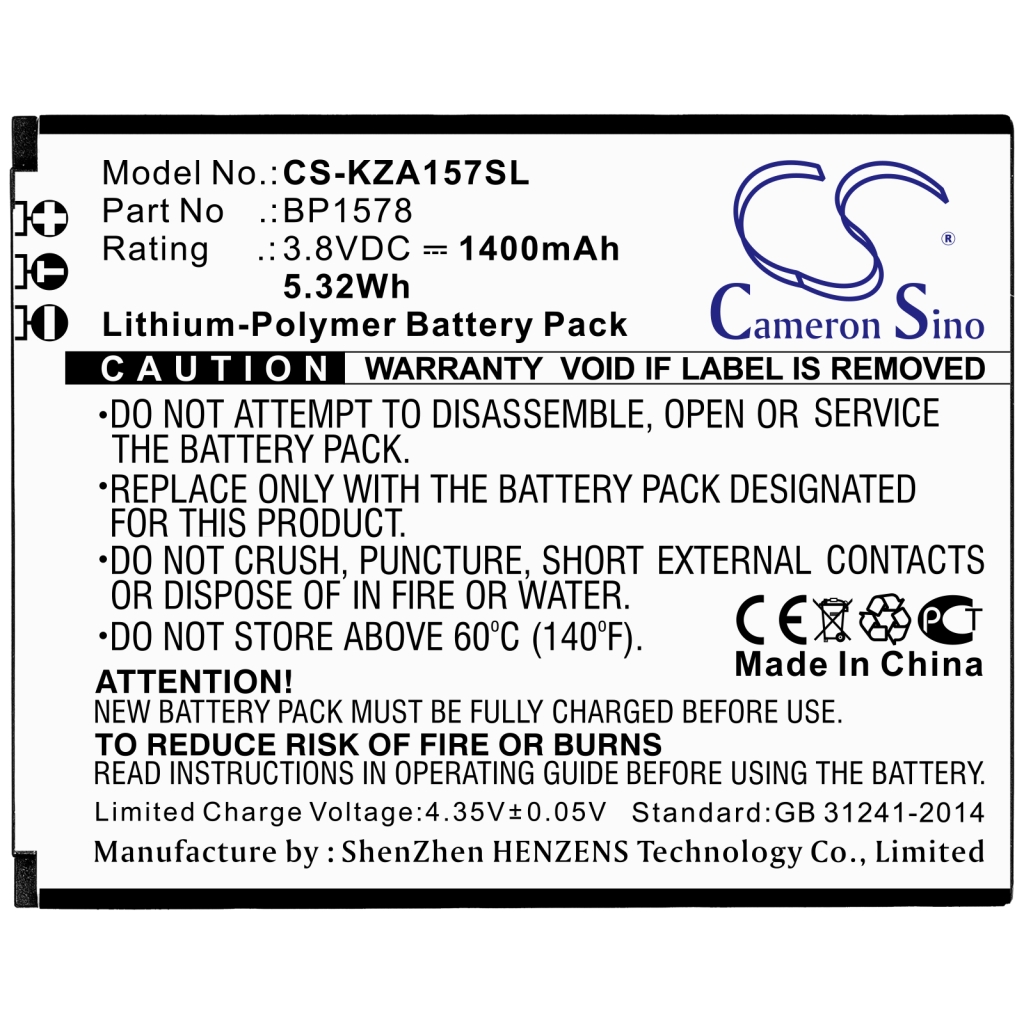 Batterij Vervangt BP1578