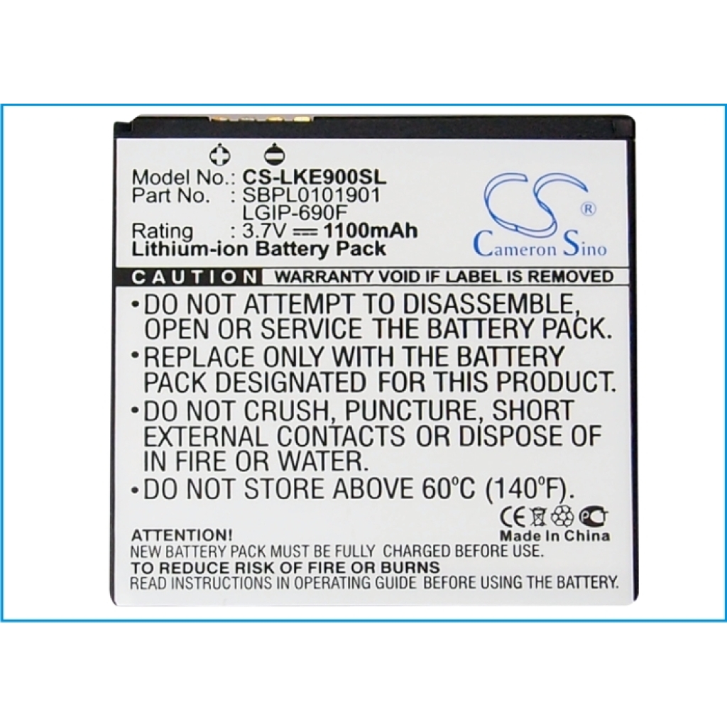 Batterij compatibel met LG CS-LKE900SL
