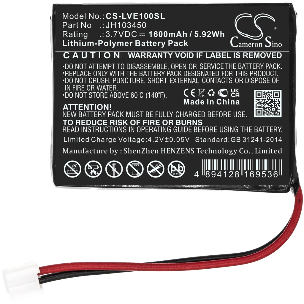 Remplacement de batterie compatible pour Levana JH103450