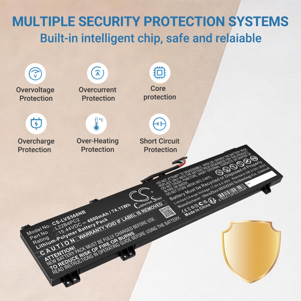 Batterijen compatibel met Lenovo Legion Slim 5 16APH8 82Y90005JP Slim 5 16APH8 82Y90006TA Slim 5 16APH8 82Y90008RK CS-LVS568NB