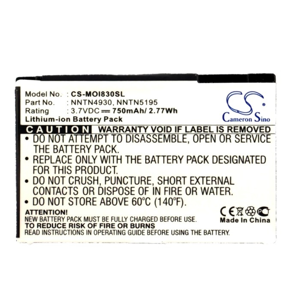 Batterij compatibel met Motorola CS-MOI830SL