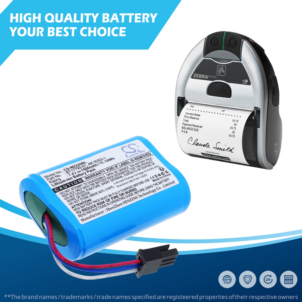Batterij compatibel met Zebra CS-MZ220BL