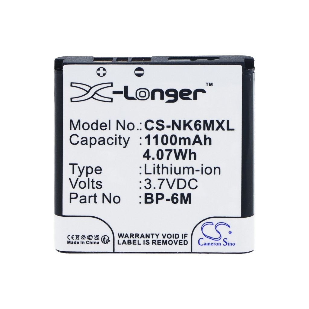 Batterijen compatibel met Nokia 3250 3250 XpressMusic CS-NK6MXL