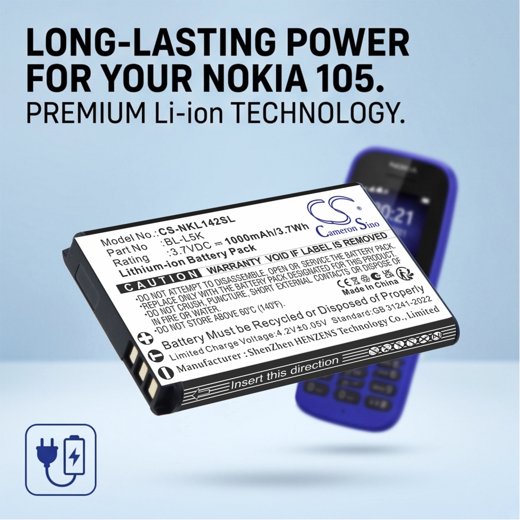 Batterij compatibel met Nokia CS-NKL142SL