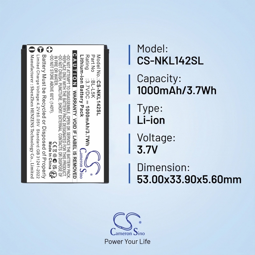Batterij compatibel met Nokia CS-NKL142SL