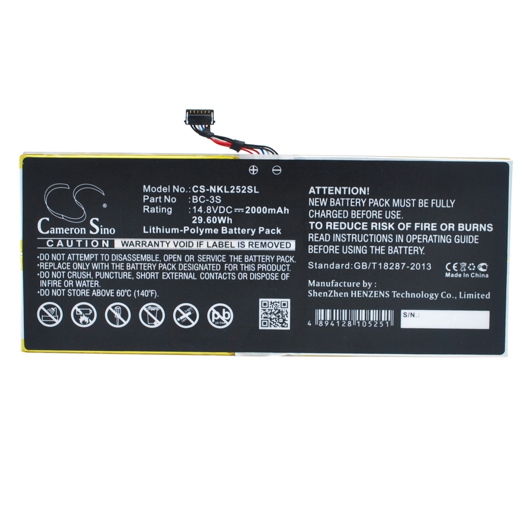 Batterij compatibel met Nokia CS-NKL252SL