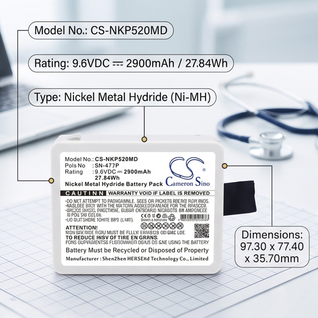 Batterij compatibel met Nihon Kohden CS-NKP520MD