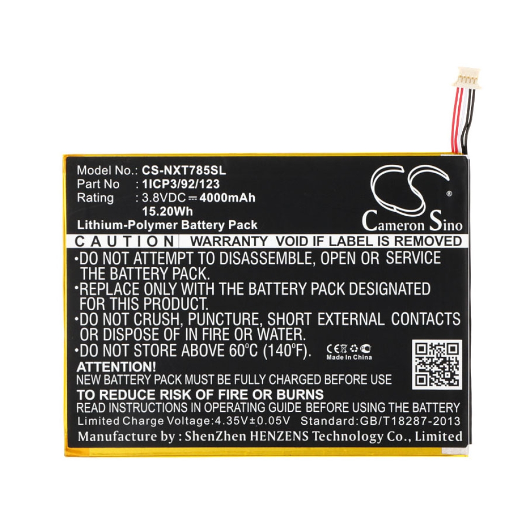 Compatibele batterijvervanging voor Nextbook 1ICP3/92/123