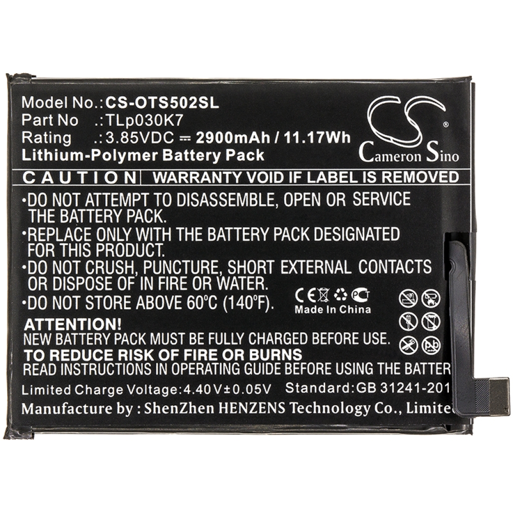 Batterij Vervangt TLp030K7