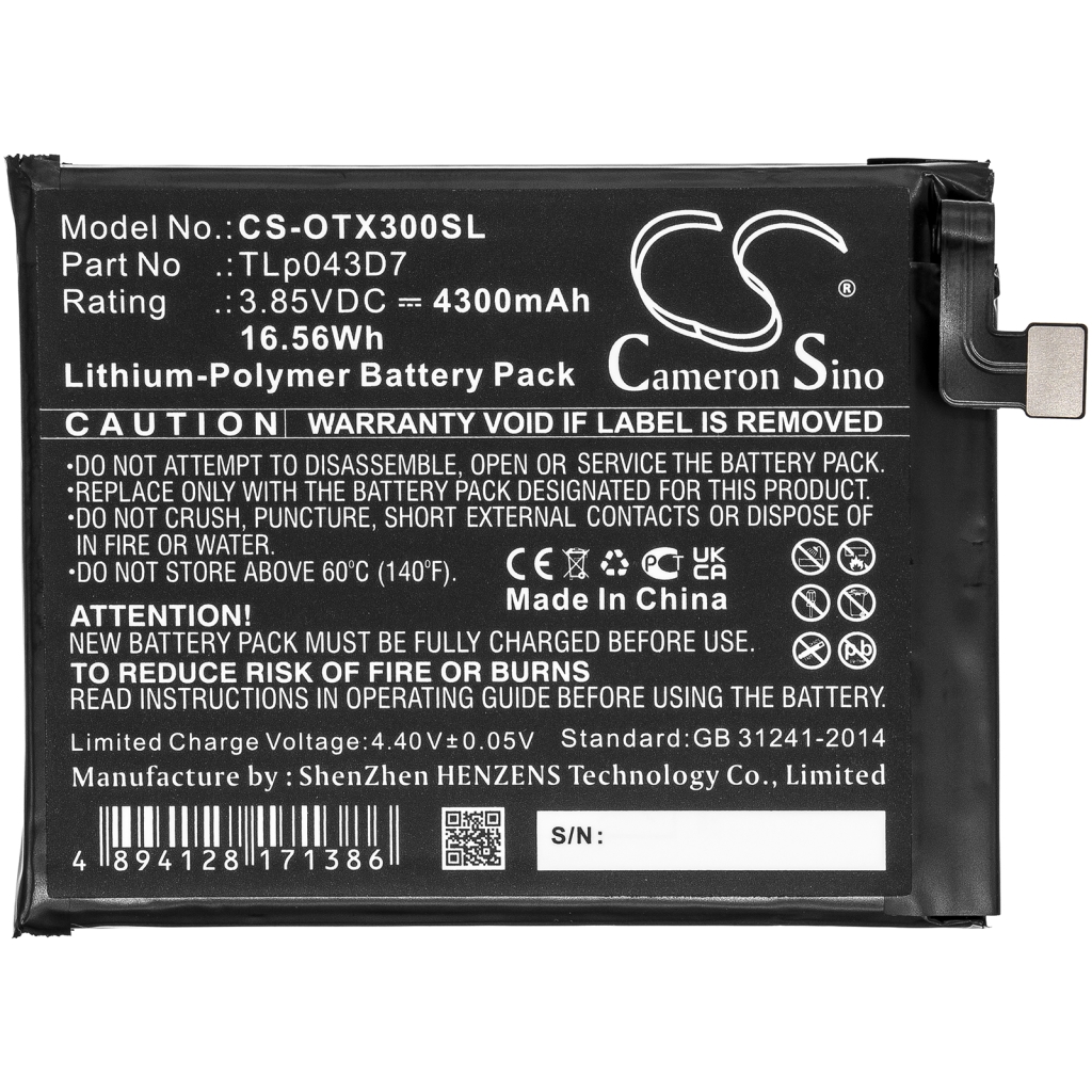 Batterijen Vervangt TLp043D7