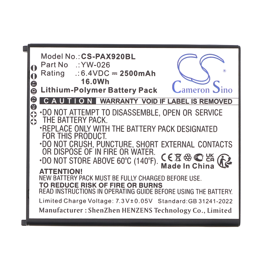 Terminal de paiement Batterie Pax CS-PAX920BL