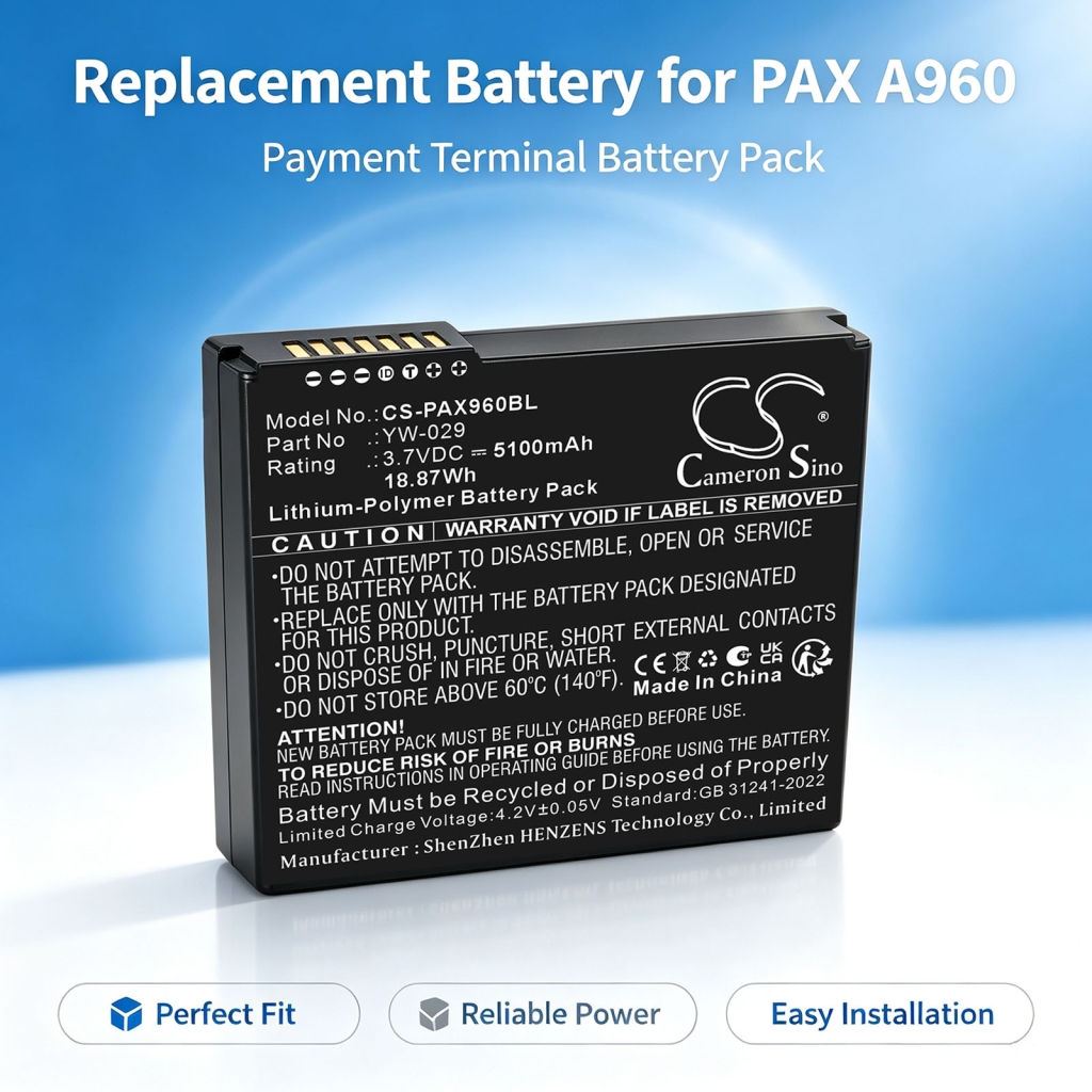 Batterijen compatibel met PAX A960 A960 CS-PAX960BL