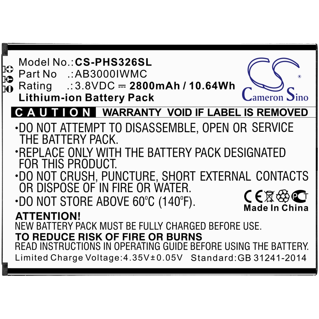 Batterij Vervangt AB3000IWMC