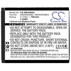 Compatibele batterijvervanging voor Samsung AB483640BE,AB483640BEC,AB483640BU,AB483640DU,BST3108BC
