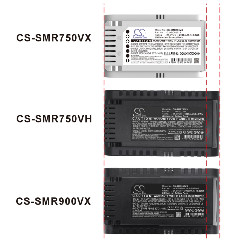Batterijen compatibel met Samsung Jet 70 70 Easym VS15T7033R4/SH 70 Light CS-SMR750VX