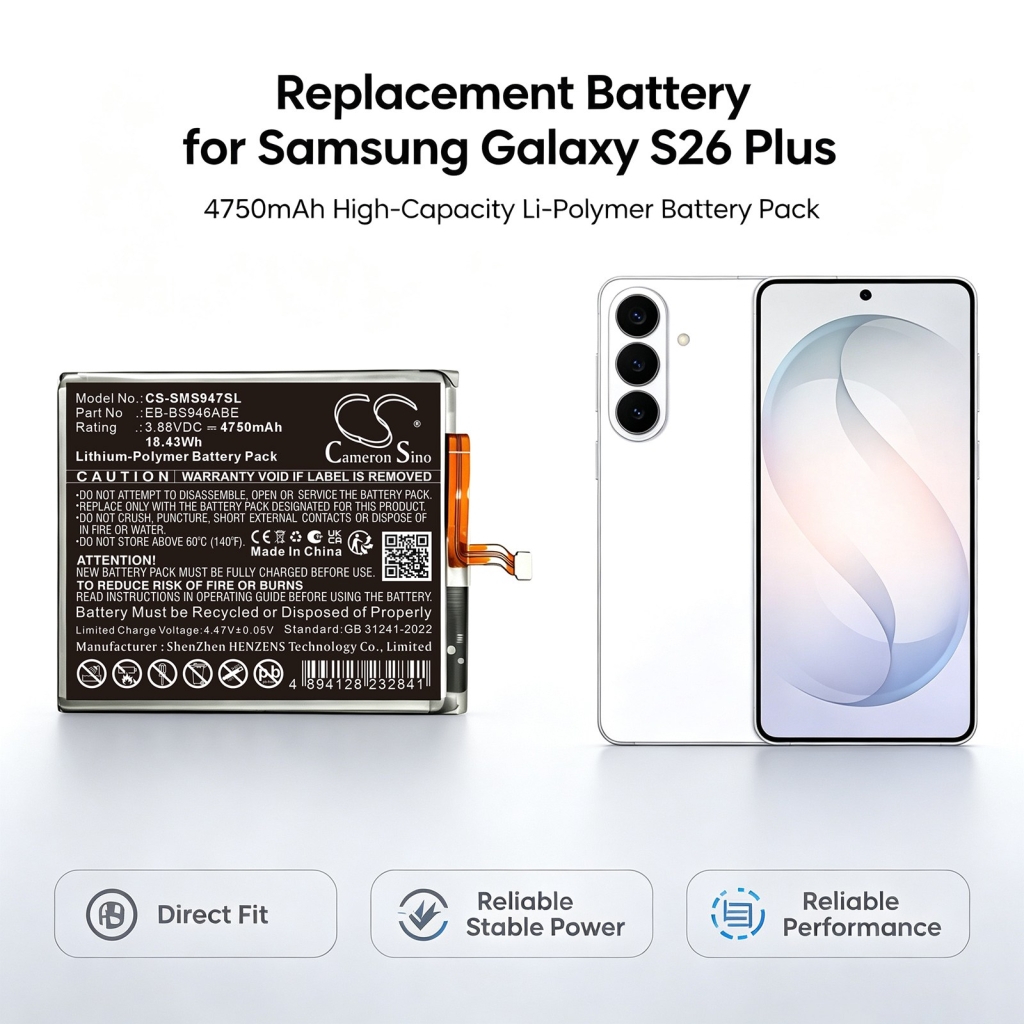 Batterijen compatibel met Samsung Galaxy S26 Plus S26+ CS-SMS947SL