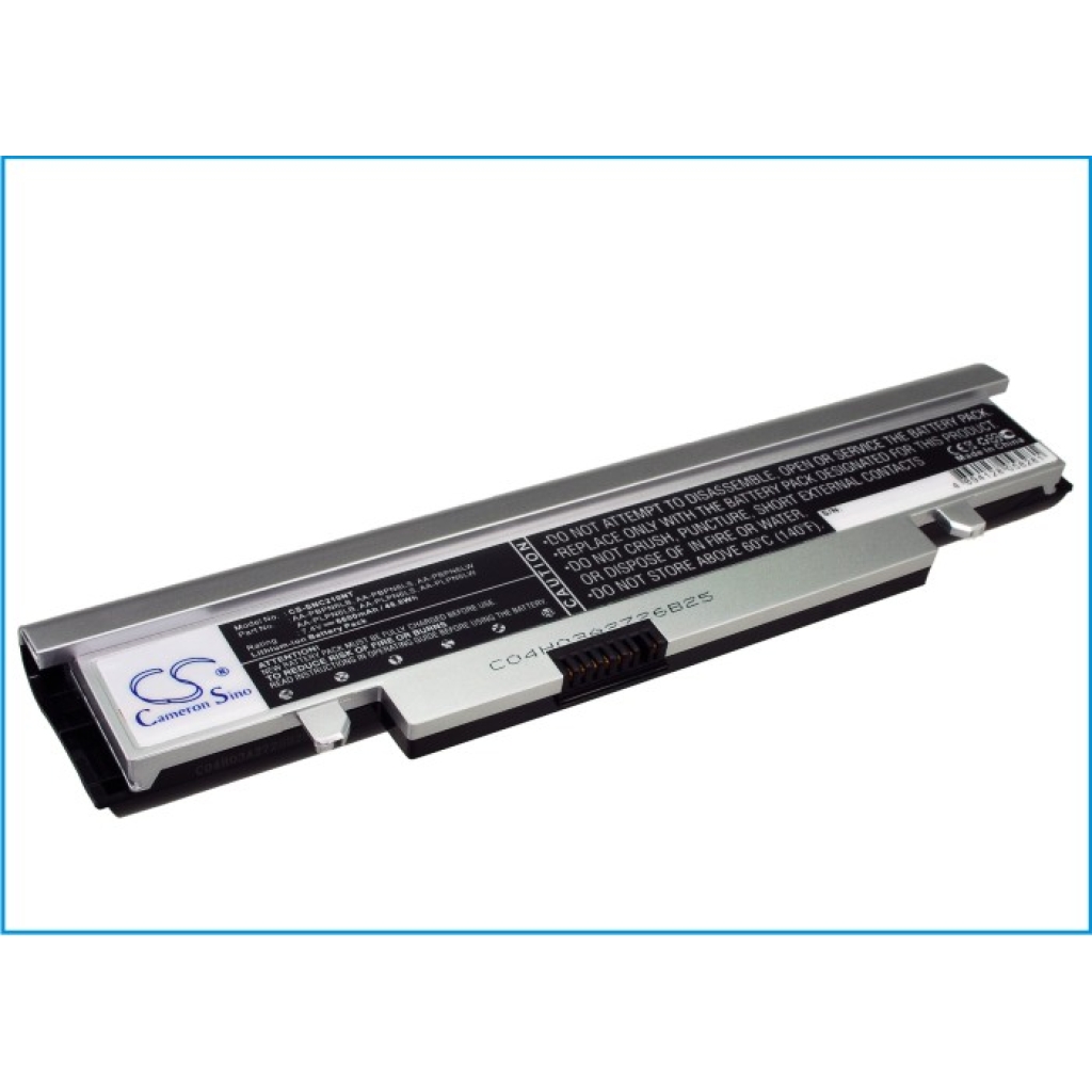 Cameron Sino CS-SNC210NT zilveren accu Samsung N210/N220, schuine etiketaanzicht