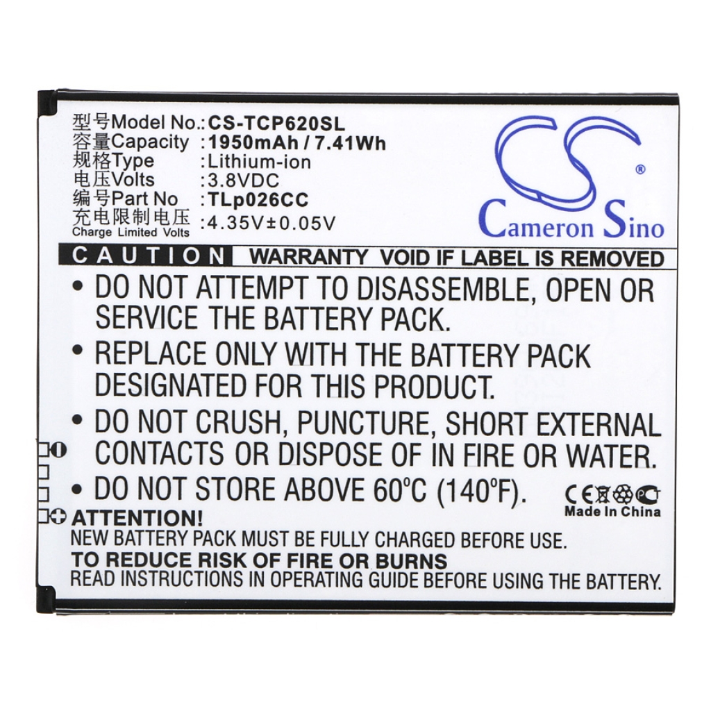 Batterijen compatibel met TCL ONO ONO CS-TCP620SL