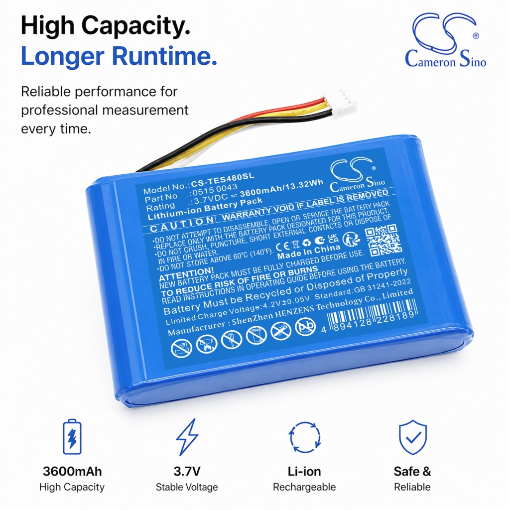 Batterij compatibel met Testo CS-TES480SL