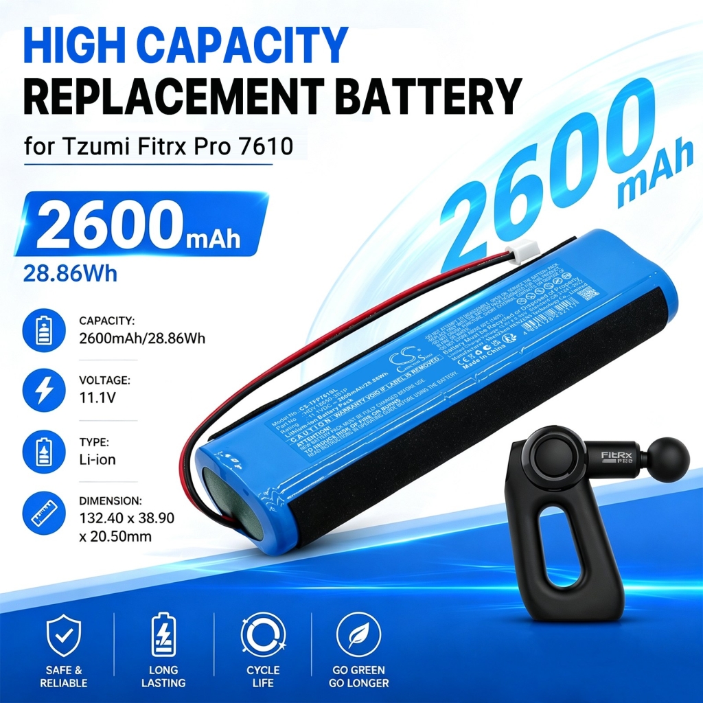 Batterijen compatibel met Tzumi Fitrx Pro 7610 CS-TFP761SL