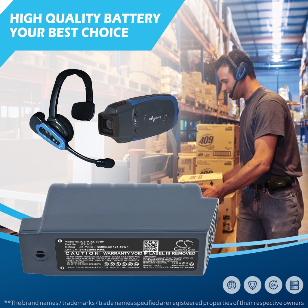 Batterie compatible avec Honeywell Vocollect CS-VTM700BH